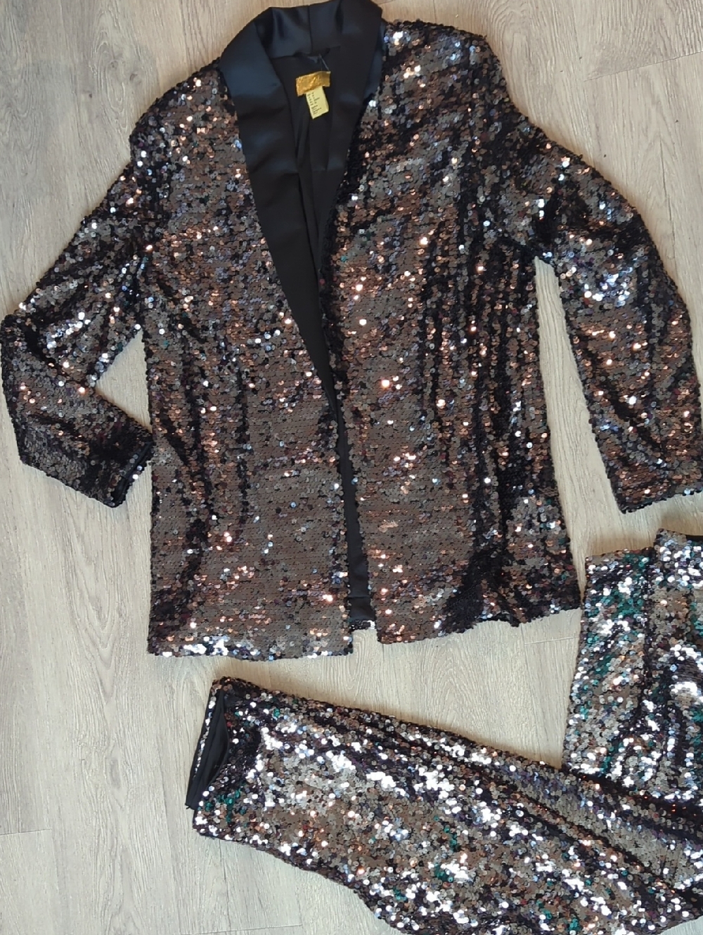 H&M silver/Black Sequined Blazer and Pants Set